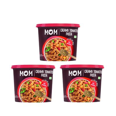 MOM - Meal of the Moment, Creamy Tomato Pasta, 65/ 74g (Pack of 3) - Ready to eat | No added Preservatives | Instant Meals | 100% durum wheat