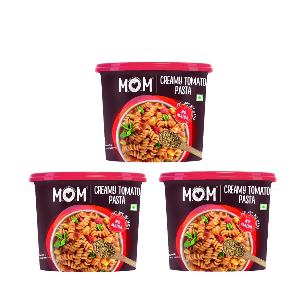 MOM - Meal of the Moment, Creamy Tomato Pasta, 65/ 74g (Pack of 3) - Ready to eat | No added Preservatives | Instant Meals | 100% durum wheat