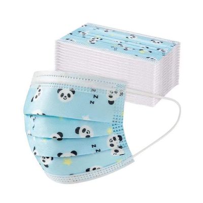 Storescent Non Woven Fabric Non-Woven Cute Kids Safety Face Mask, Children'S 3-Ply Protective Earloop Disposable Sanitary Face Mask (50Pcs, Blue-Panda Print)