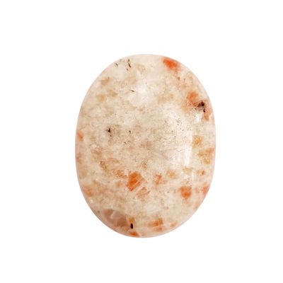 9Dzine Natural Polished Sunstone Palm Stones Crystal, Oval Shape Gemstone For Relaxation, Meditation, Protection, and Reiki Healing, Anxiety Stress Relief Cabochon Stone (1 Piece)