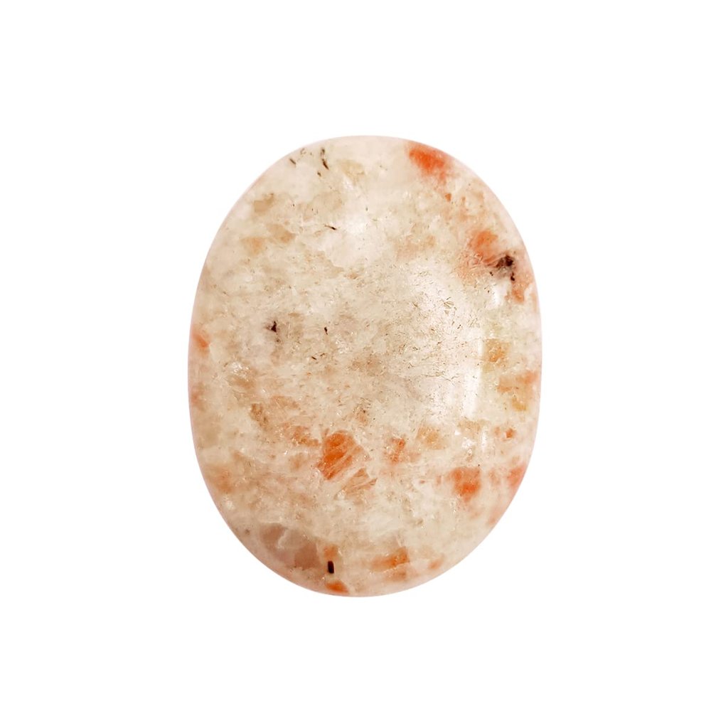 9Dzine Natural Polished Sunstone Palm Stones Crystal, Oval Shape Gemstone For Relaxation, Meditation, Protection, and Reiki Healing, Anxiety Stress Relief Cabochon Stone (1 Piece)