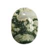 9Dzine Natural Polished Moss Agate Palm Stones Crystal, Oval Shape Gemstone For Relaxation, Meditation, Protection, and Reiki Healing, Anxiety Stress Relief Cabochon Stone (1 Piece) view 1