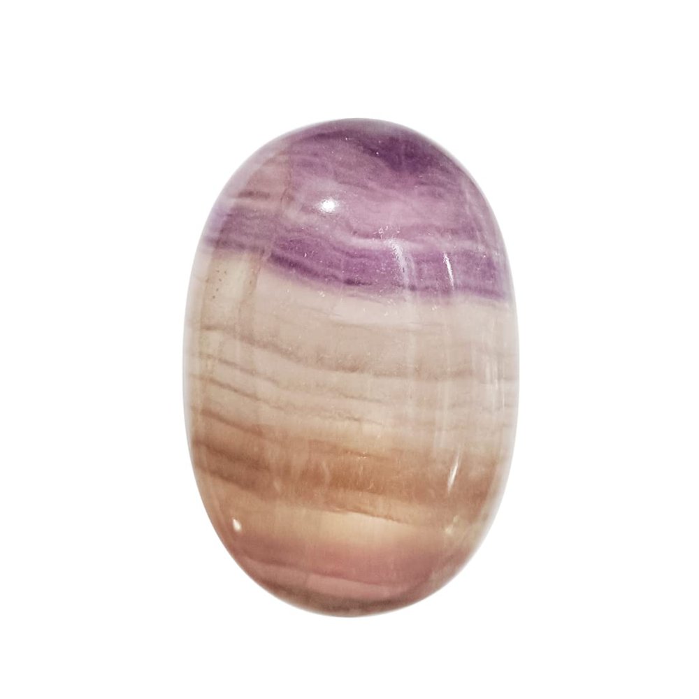 9Dzine Natural Polished Multi-Fluorite Palm Stones Crystal, Oval Shape Gemstone For Relaxation, Meditation, Protection, and Reiki Healing, Anxiety Stress Relief Cabochon Stone (1 Piece)