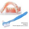 Jaerb Adult Denture Manual Brush, Safe Soft Hair False Teeth Brush Plaque Removal Double Sided For Daily Life (Blue), 1 count view 3