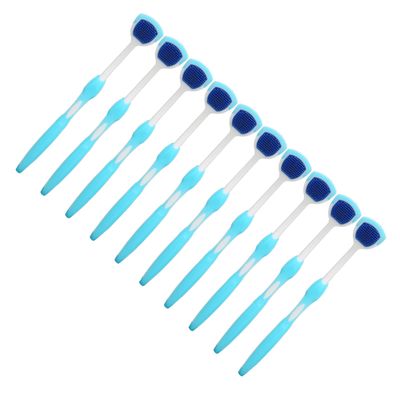 Tongue Brush, Tongue Cleaner Long Handle for Adults (Blue)