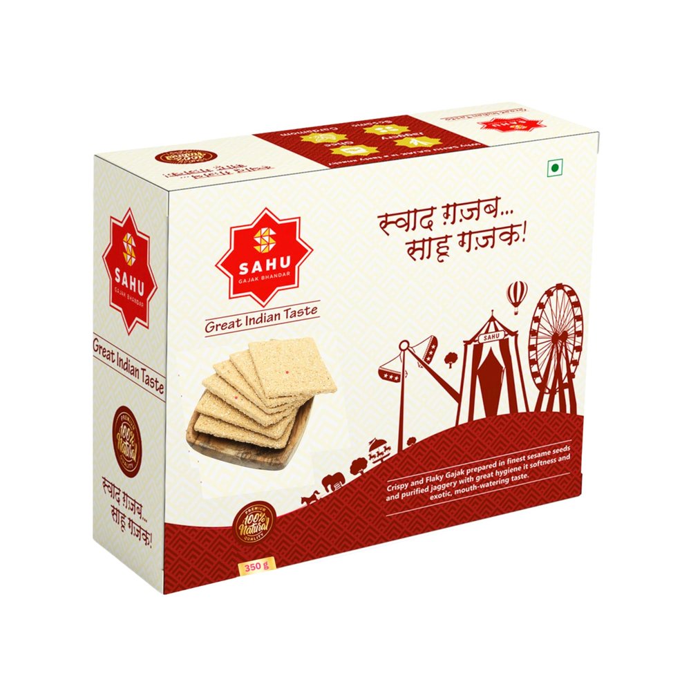 SAHU GAJAK BHANDAR Til Patti 700g | 2 x 350g Packs | Tilkatri | Tilkut | Gud Gazak | Jaggery Sweets | Kurkuri Tilki Gajjak | Snacks | No Preservatives | Made with Cow Ghee