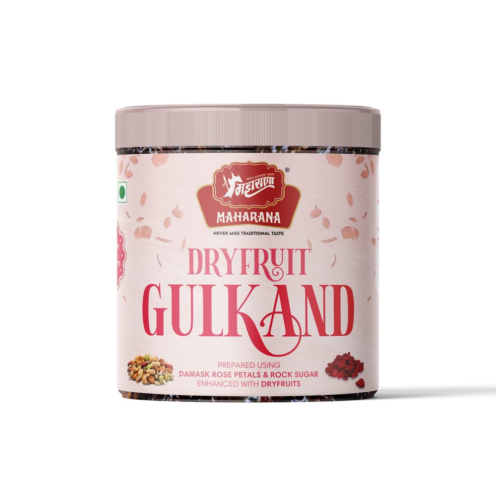 MAHARANA Natural Organic Dryfruit Gulkand - Prepared Using Sun Cooked Indian Damask Rose & Rock Sugar Along With Dryfruits You Take Your Desserts And Drinks (1pcs)