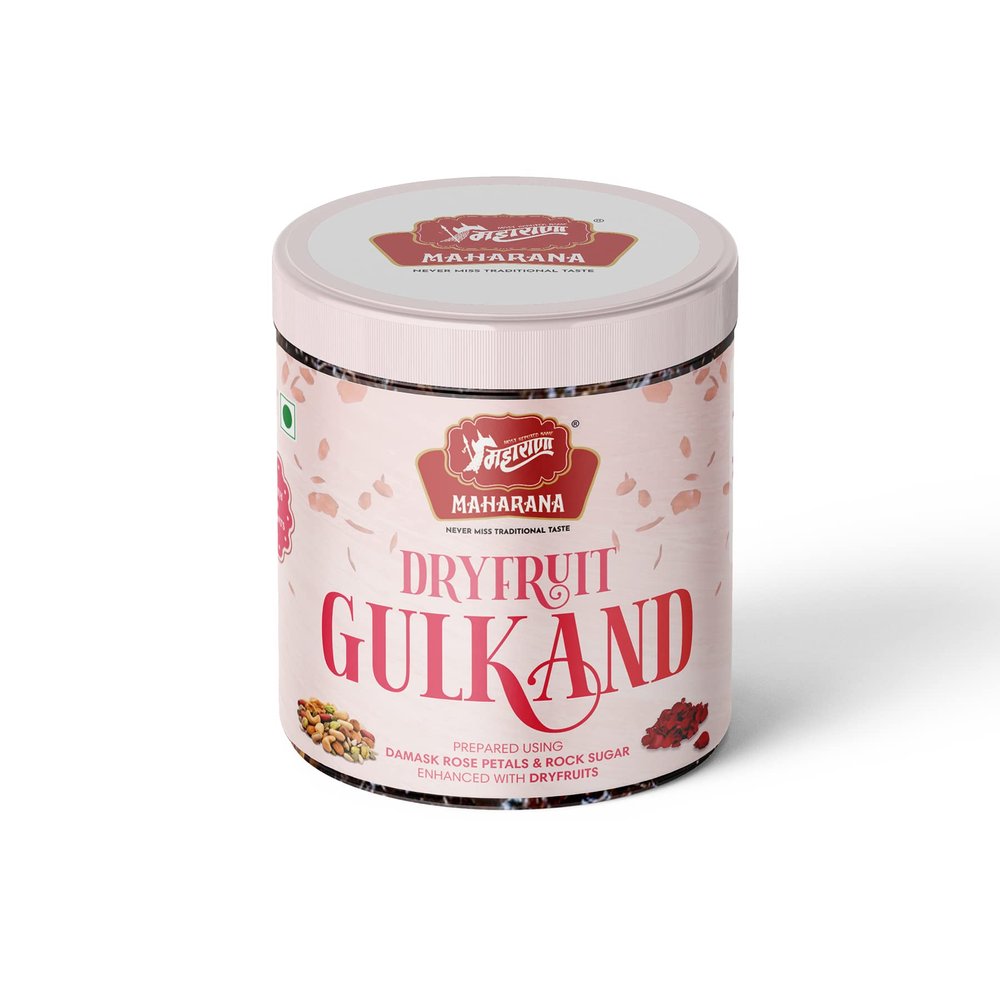 MAHARANA Natural Organic Dryfruit Gulkand - Prepared Using Sun Cooked Indian Damask Rose & Rock Sugar Along With Dryfruits You Take Your Desserts And Drinks (2pcs)