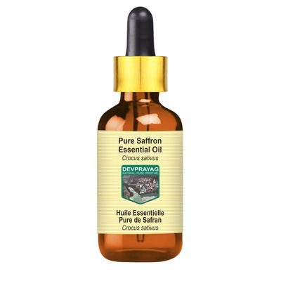 Devprayag Saffron Essential Oil (Crocus sativus) with Glass Dropper Pure | Non-Sticky | Non-greasy | Lightweight | Men & Women | All Skin Types | Steam Distilled 15ml