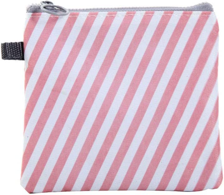 Favria Sanitary Napkin Storage Bag, Menstrual Pad Bag with Zipper, Napkin Storage for Purse, First Period Kit for Teens Girls, Storing Sanitary Pads for Women-Pink White