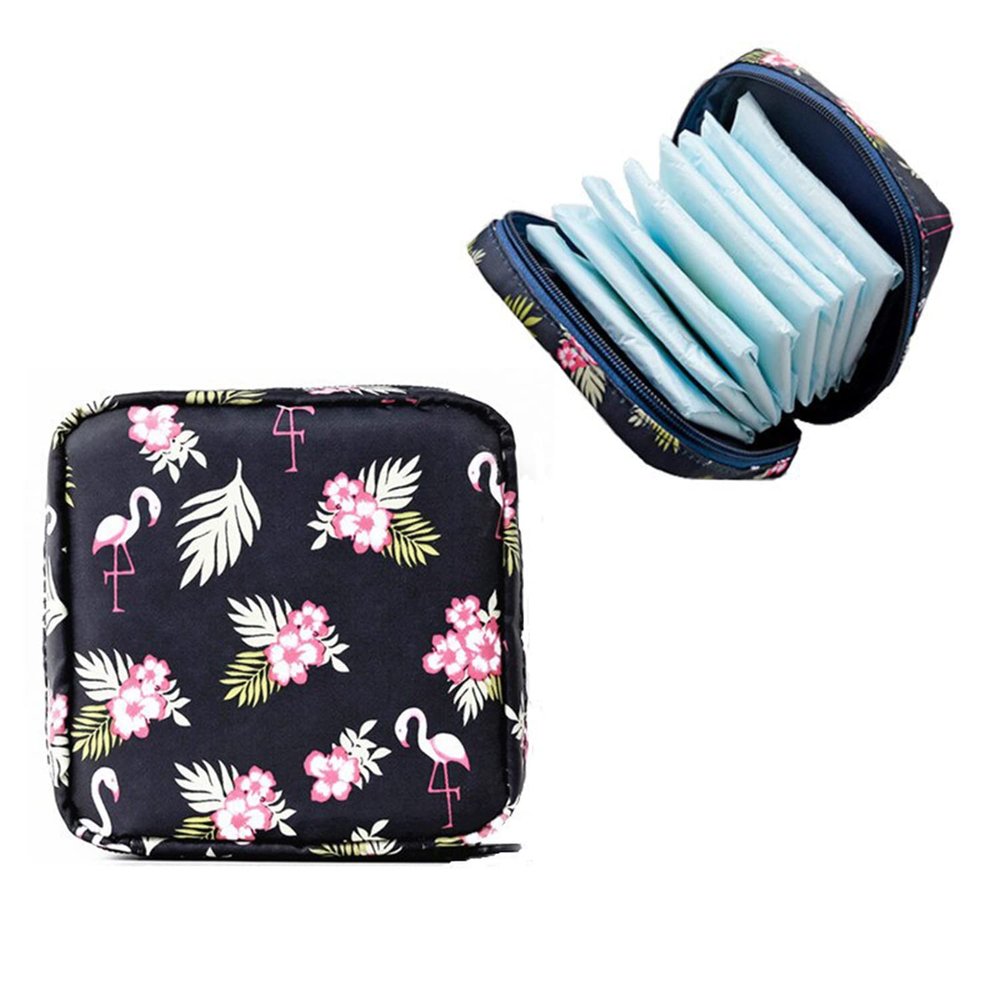 Favria Sanitary Napkin Storage Bag, Menstrual Pad Bag with Zipper, Napkin Storage for Purse, First Period Kit for Teens Girls, Storing Sanitary Pads for Women-Navy Blue