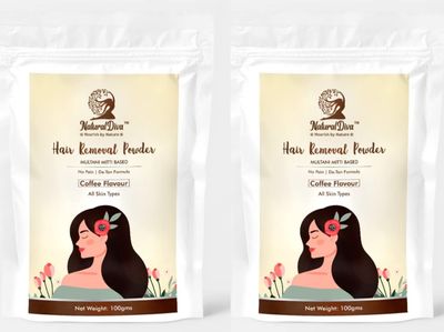 Natural Diva Combo Hair Removal Powder Coffee Flavour | Multani Mitti Based Waxing Powder | Instant Hair Remover