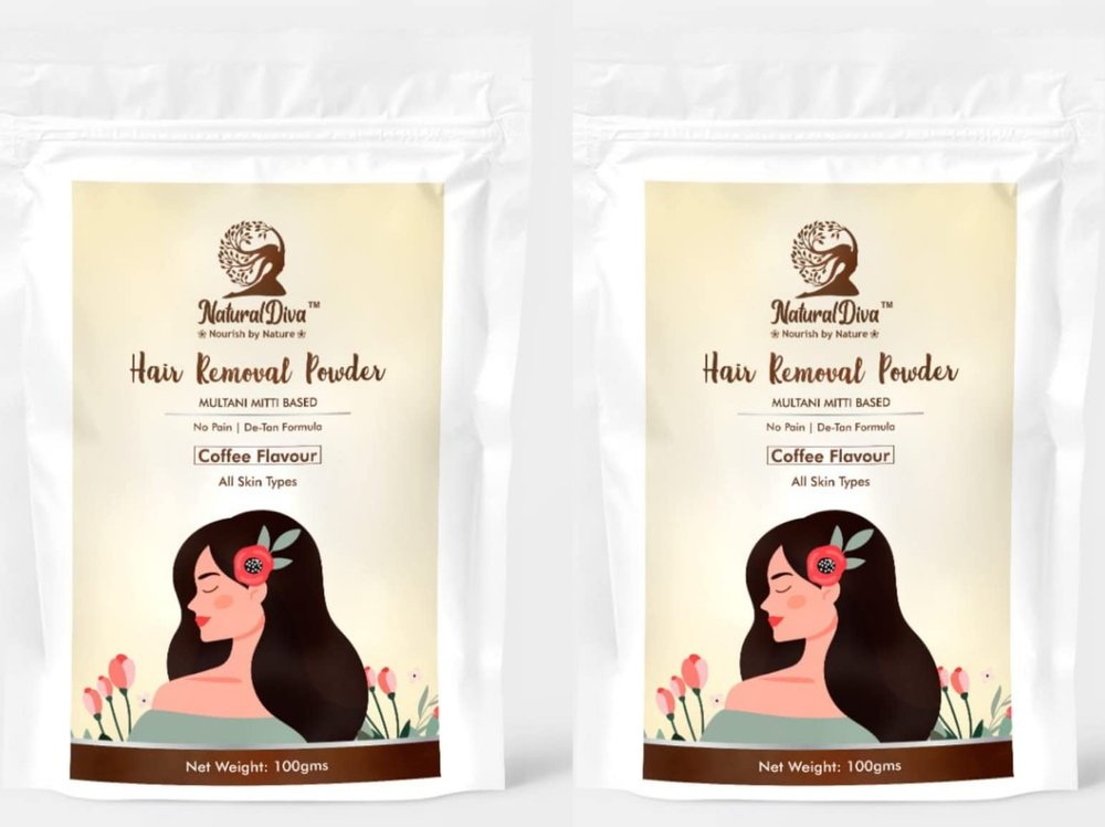 Natural Diva Combo Hair Removal Powder Coffee Flavour | Multani Mitti Based Waxing Powder | Instant Hair Remover