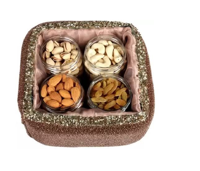 AESTHETIC HUB GIFT PACKED ALMOND100G, CASHEW100G, PISTA100G & RAISINS100G Gift Boxes with Dry Fruits - 4 Part, Mix Dry Fruit combo Pack TRY032 (4 x 100 g)