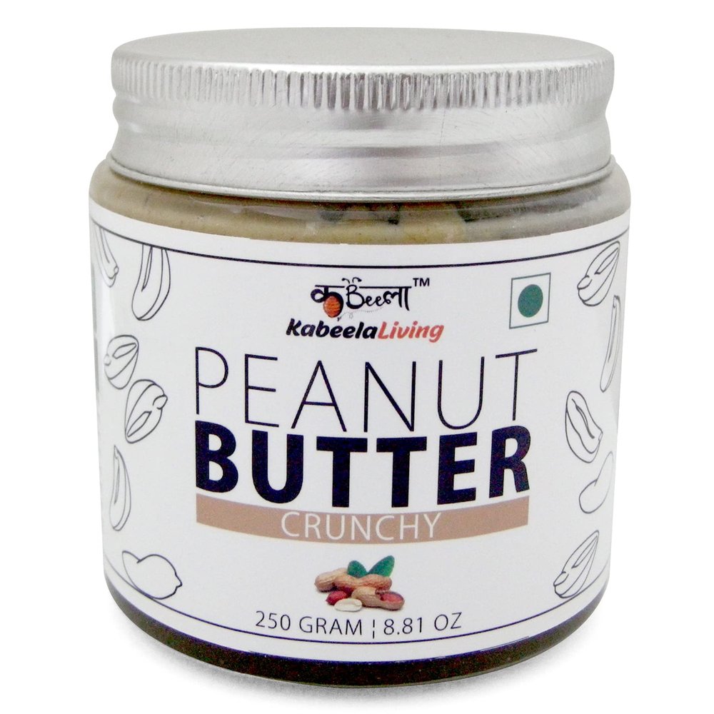 Kabeela Living Peanut Butter 250 Grams Jar, High Protein All Natural Crunchy Original Peanut Butter