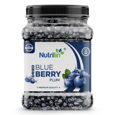Nutrilin Dried Blueberry Plum 250g | Sweet & Chewy Premium Dried Blueberry Plum | Rich in Antioxidants | Healthy Snacking | Jar Pack for Freshness