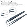 Jaerb Tweezer Set, Wide Application Antimagnetic Aluminum Alloy Tweezer for Electronic Repair for Electrician (Blue) view 3
