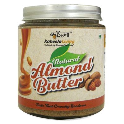 Kabeela Living All Natural Kashmir Mamra Almond Butter with Cashew Nut 500 grams (Crunchy & Unsweetened) 7.5 gm Protein Per Serving