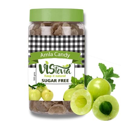 VIStevia Sugar Free Amla Candy, Diabetic and Keto Friendly - Sweetened Naturally with Stevia - A Great Source Of VitaminC and Antioxidants - Tastes Delicious - Pack of 1 (500 GM)
