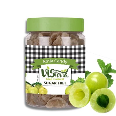 VIStevia Sugar Free Amla Candy, Diabetic and Keto Friendly - Sweetened Naturally with Stevia - A Great Source Of VitaminC and Antioxidants - Tastes Delicious - Pack of 1 (300 GM)