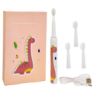 FunBlast Sonic Kids Electric Toothbrushes, Soft Bristles, Waterproof USB Charging, 3 Modes, 2 Min Timer, Easy Hold, Multicolour, Dino