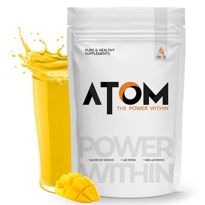 AS-IT-IS ATOM Whey Protein Isolate 1kg | 30g protein, 6.1g BCAA & 13g EAA | Ultra Pure-Fast acting Protein |Mango Delight Flavor
