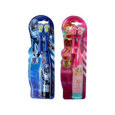 Just Decor Cartoon Printed Soniic Powered Battery Operated Electric Kids Toothbrush with Extra Toothbrush head Soft Bristles Electric Toothbrush for Girls, Boys and Children (Pack of 2)
