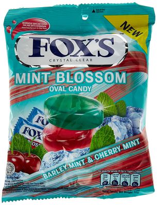 Fox's Crystal Clear Mint Blossom Oval Candy | Barley Mint & Cherry Mint, 4.41 oz 125 g