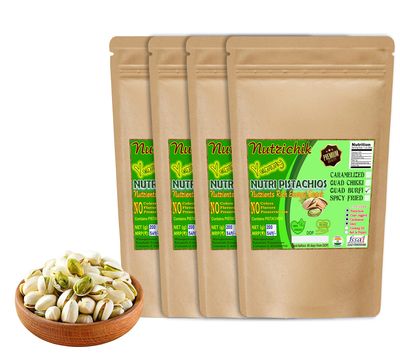 Nutrichik Pistachios Burfi - Crushed Pista Chikki - Pista Nutri Bars - 200gm (4 Packs)