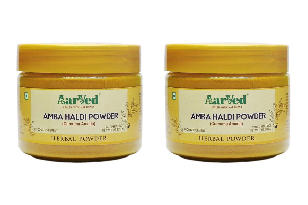 AarVed Pure & Natural Amba Haldi Powder for Glowing Skin - Mango Ginger (Wild Turmeric) Helps Digestion & Boosts Immunity - Anti-Inflammatory, Anti-Oxidant - Use as Face, Hair Pack or Herbal Drink