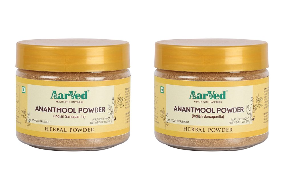 AarVed Anantmool Powder (300g, Pack of 2 x 150g)  Indian Sarsaparilla (Hemidesmus Indicus/Nannari/Anantha/Sugandhi Veru) Herbal Supplement for Skin & Hair Care.