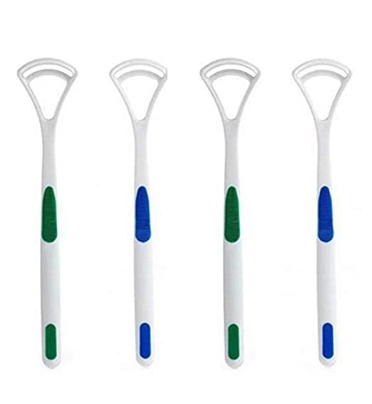 HOUSE HATCH Oral Tongue Cleaner Brush Scraper, plastic tongue cleaner Fights Bad Breath & Oral Health Care Improved Taste Sense for fresh people of india for adult & children Flexible Handle Easy to Use (Pack of 4)