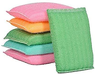Dish Wash Foam Pad Sponge Scrubber Kitchen for Dish/Utensils/Tiles Cleaning Utensil | Pantry Scrubbing Pads Dishwashing, Bathroom and Toilet (Sponge Scrubber Pack of 06)