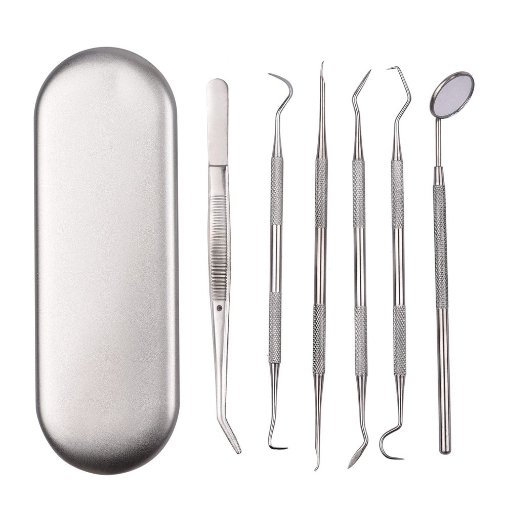 CATKOO Stainless Steel Dental Tool Set Oral Mirror Mouth Mirror Instrument -Ended Dental Pick Dentist Prepare Tools Oral Health Tooth Cleaning Inspection Tartar Cleaner