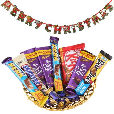 SFU E Com Chocolate Gift with 13 Pieces Chocolate and Beautiful Tray| Premium Christmas Chocolate Combo | Christmas Toran with Chocolat Gift | Christmas Chocolate Hamper | 050