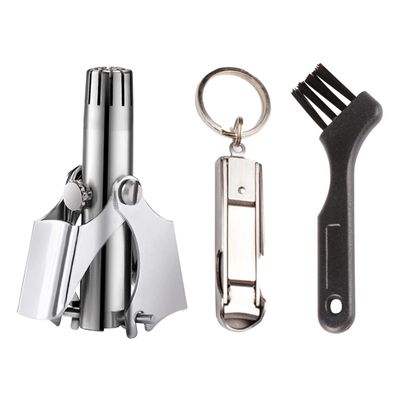 CATKOO Stainless Steel Nose Hair Trimmer Set Hair Shaving&Nail Clipper Nose Hair Removal Travel Manual Clipper Trimmer Kit with Beer Opener Function Washable&Portable