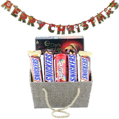 SFU E Com Skitles with Almond Gift Hamper| Premium Christmas Chocolate Combo | Christmas Toran with Chocolat Gift | Christmas Chocolate Hamper | 1032