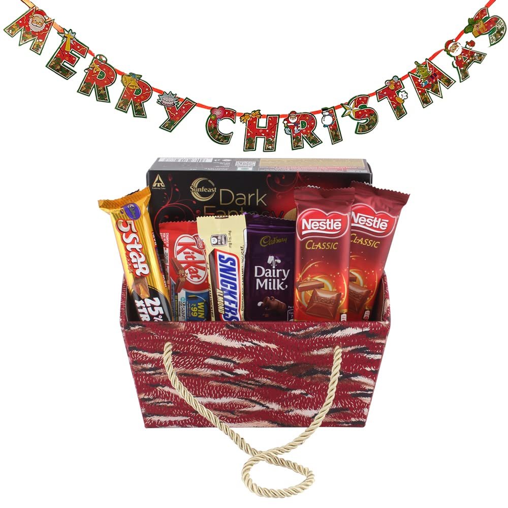 SFU E Com Almond Chocolates with Creamy Coockie Biscuits| Premium Christmas Chocolate Combo | Christmas Toran with Chocolat Gift | Christmas Chocolate Hamper | 763