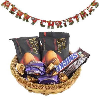 SFU E Com Dark Fantasy with Snikers and Hand Made Katori| Premium Christmas Chocolate Combo | Christmas Toran with Chocolat Gift | Christmas Chocolate Hamper | 1095