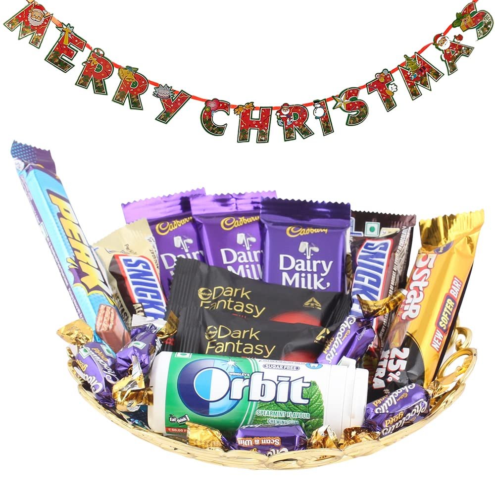 SFU E Com Cudbury with Dark Fantasy Chocolates Gift Hamper| Premium Christmas Chocolate Combo | Christmas Toran with Chocolat Gift | 1175