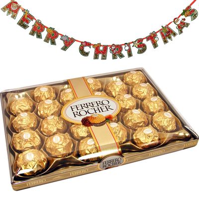 SFU E Com Box of Delicious Rocher Chocolates (24 pcs)| Premium Christmas Chocolate Combo | Christmas Toran with Chocolat Gift | 882