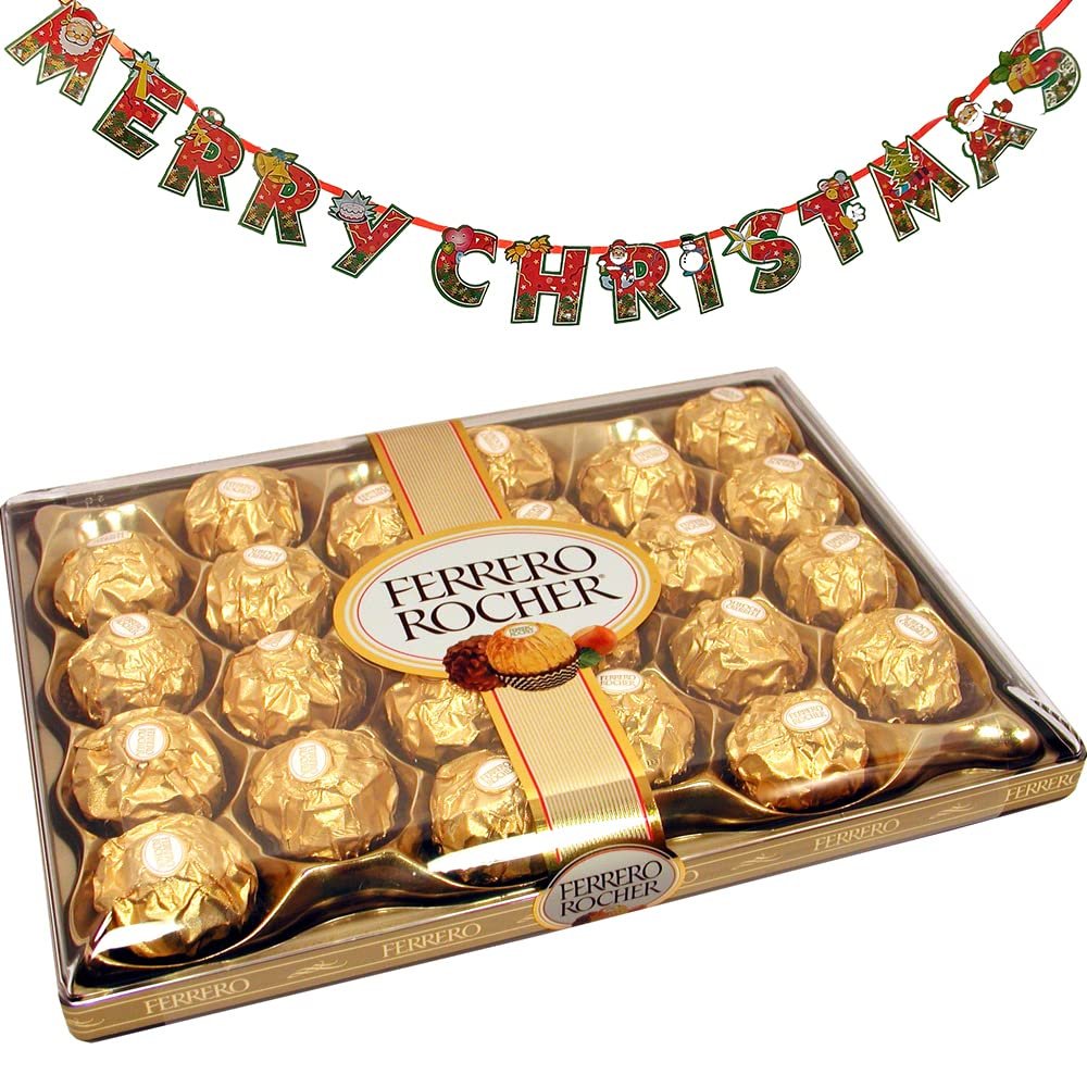SFU E Com Box of Delicious Rocher Chocolates (24 pcs)| Premium Christmas Chocolate Combo | Christmas Toran with Chocolat Gift | 882