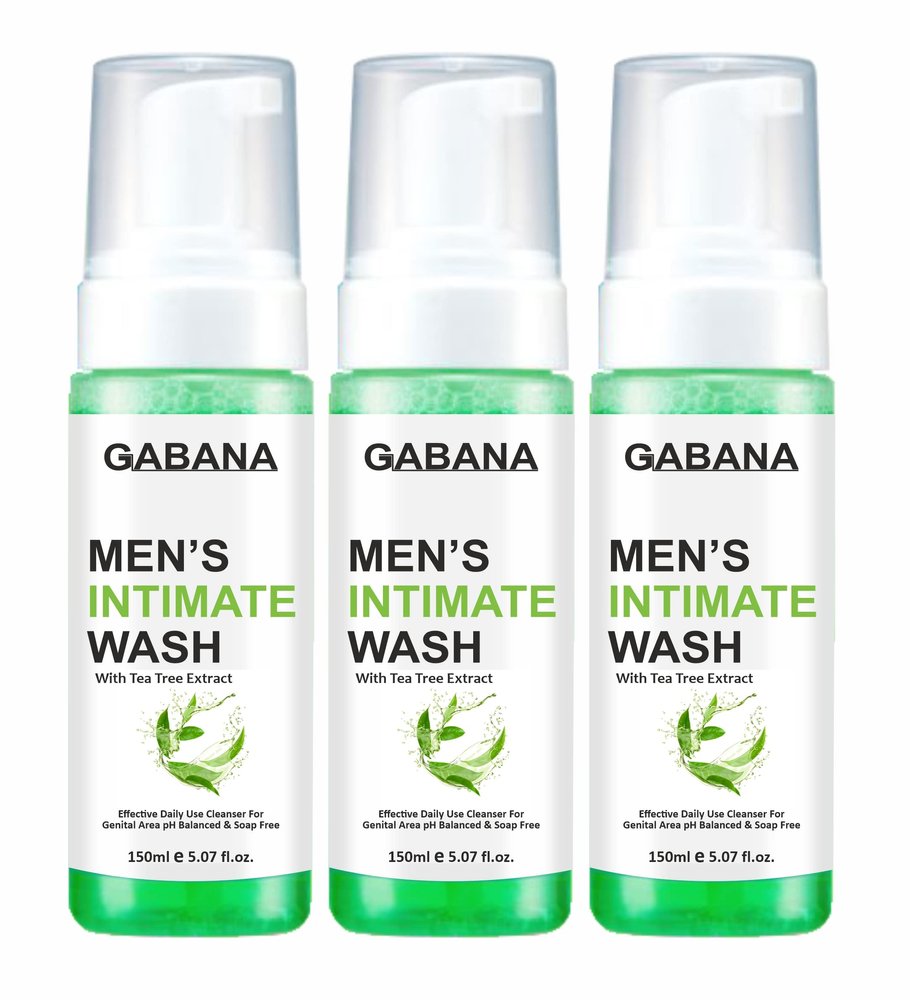 GABANA Men's Intimate Wash With Tea Tree Extract (Pack of 3, 150 ml)|Anti-Bacterial and Anti-Itching Intimate Hygiene Body Care Wash Oil for Bacteria Removal Intimate Wash for Men With Fragrance|