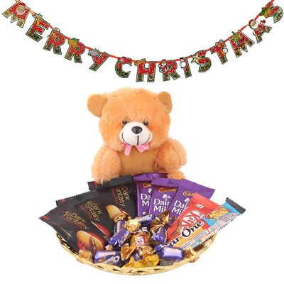 SFU E Com Cadbury with Cute Teddy Bear| Premium Christmas Chocolate Combo | Christmas Toran with Chocolat Gift | Christmas Chocolate Hamper | 1060