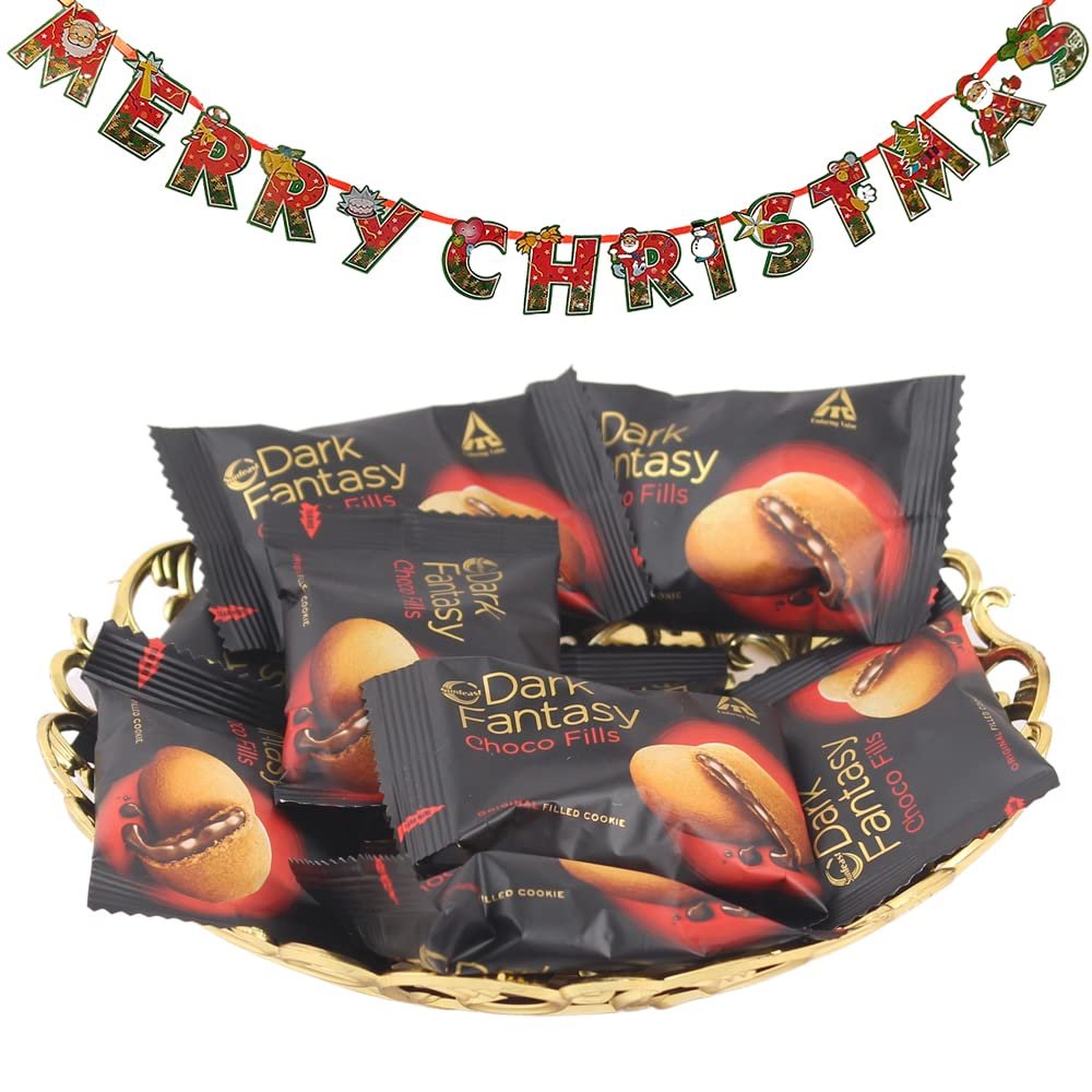 SFU E Com Dark Fantasy Choco Filled Coockie with Tray| Premium Christmas Chocolate Combo | Christmas Toran with Chocolat Gift | Christmas Chocolate Hamper | 1086