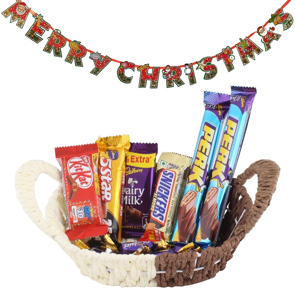SFU E Com Designer Basket with Choco Combo| Premium Christmas Chocolate Combo | Christmas Toran with Chocolat Gift | Christmas Chocolate Hamper | 364