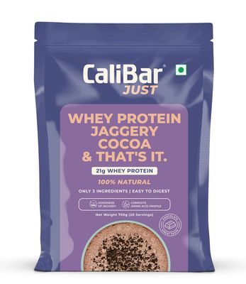 CaliBar Just Chocolate Whey Protein Powder - All Natural Whey Protein Concentrate + Jaggery + Cocoa, Only 3 Ingredients, Easy To Digest, No Harmful Chemicals, 700g Chocolate Protein With 20 Servings