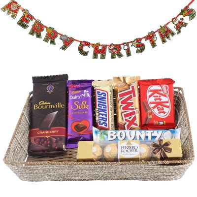 SFU E Com Almond and Coconut Chocolates Gift Hamper| Premium Christmas Chocolate Combo | Christmas Toran with Chocolat Gift | Christmas Chocolate Hamper | 409