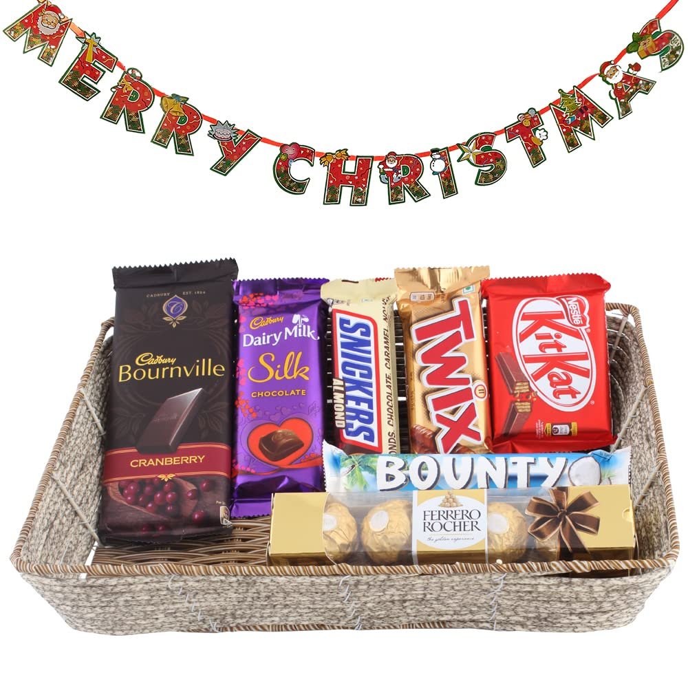 SFU E Com Almond and Coconut Chocolates Gift Hamper| Premium Christmas Chocolate Combo | Christmas Toran with Chocolat Gift | Christmas Chocolate Hamper | 409