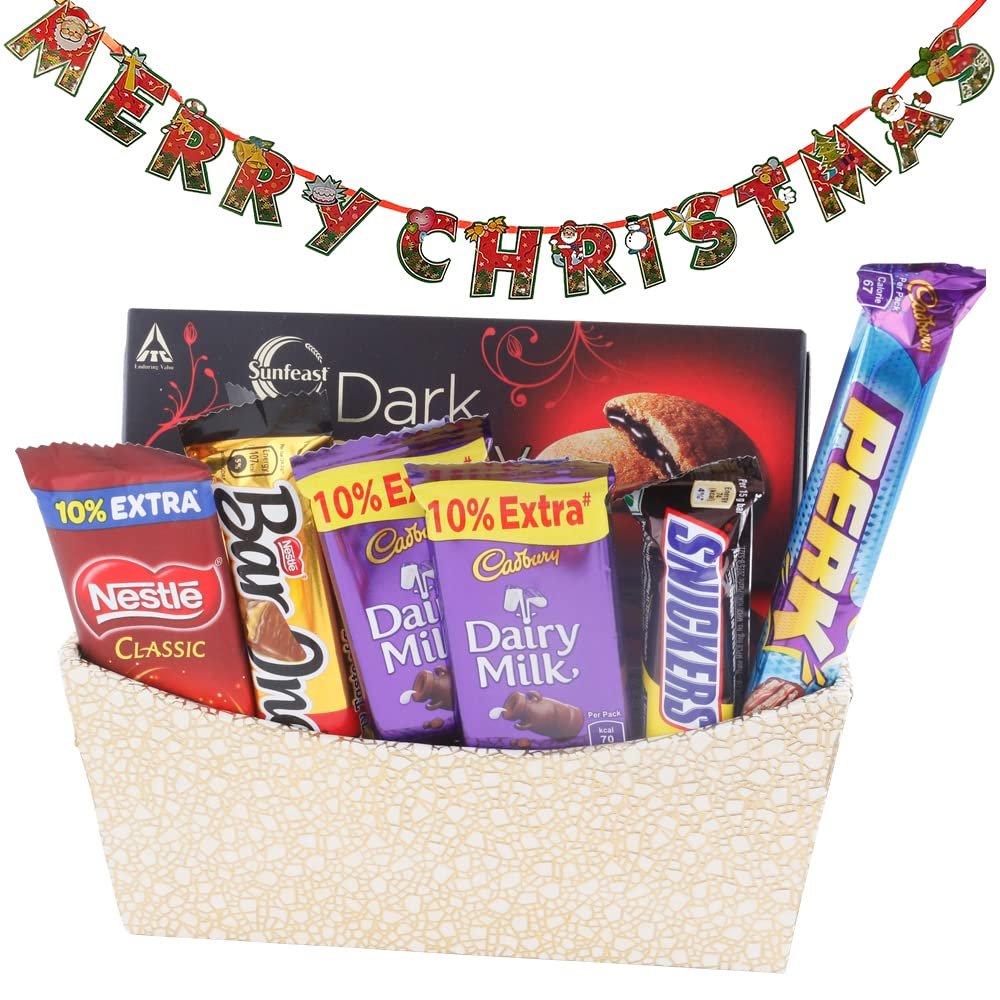 SFU E Com Golden Chocolate Basket| Premium Christmas Chocolate Combo | Christmas Toran with Chocolat Gift | 256